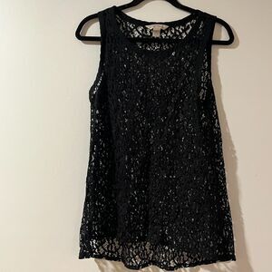 Banana Republic Womens Sleeveless Top M Black Tank Heritage Collection Crochet